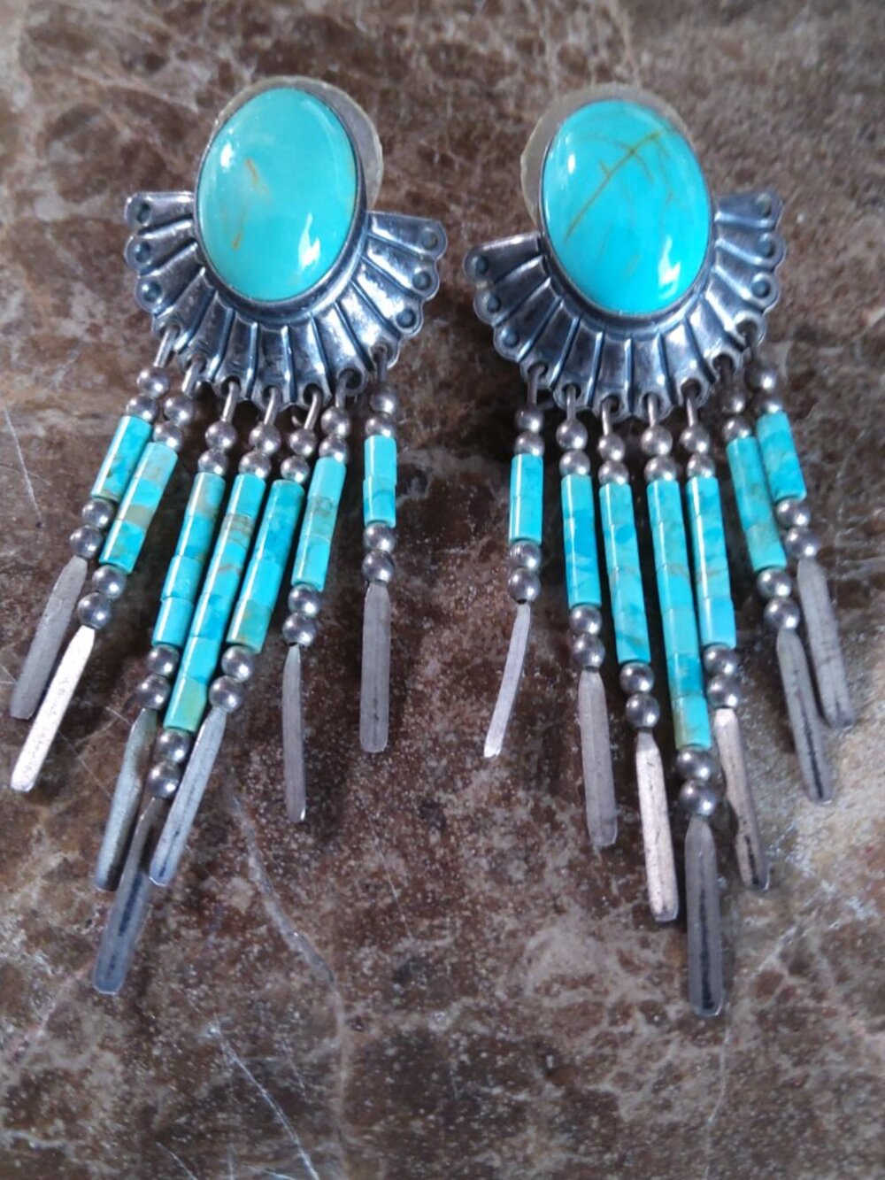 Vintage Q.T Quoc Turquoise Drop Earrings